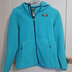 Kids LL Bean Fleece Jacket Large 14 - 16 Mountain Classic Teal Blue Full Zip
